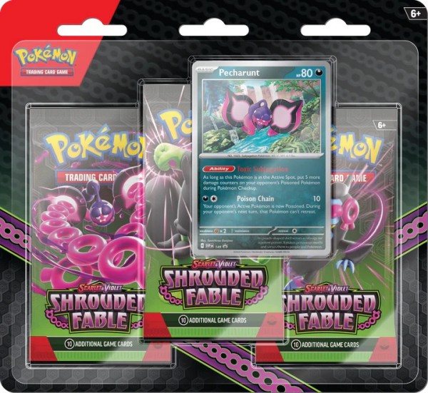 Pokémon Scarlet & Violet Shrouded Fable 3 Pack Blister Pecharunt (English)