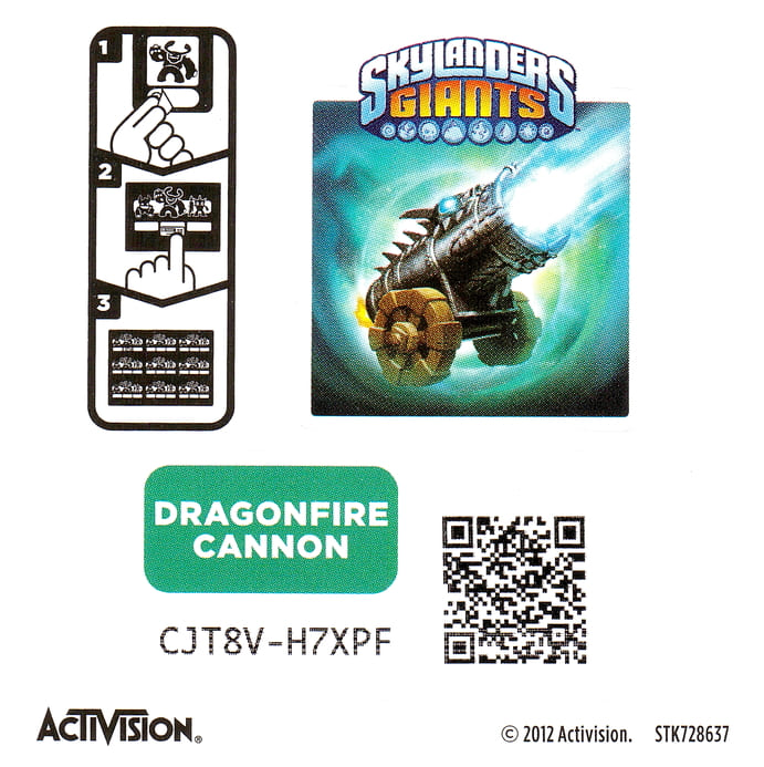 Skylanders Giants Dragonfire Cannon Aufkleber