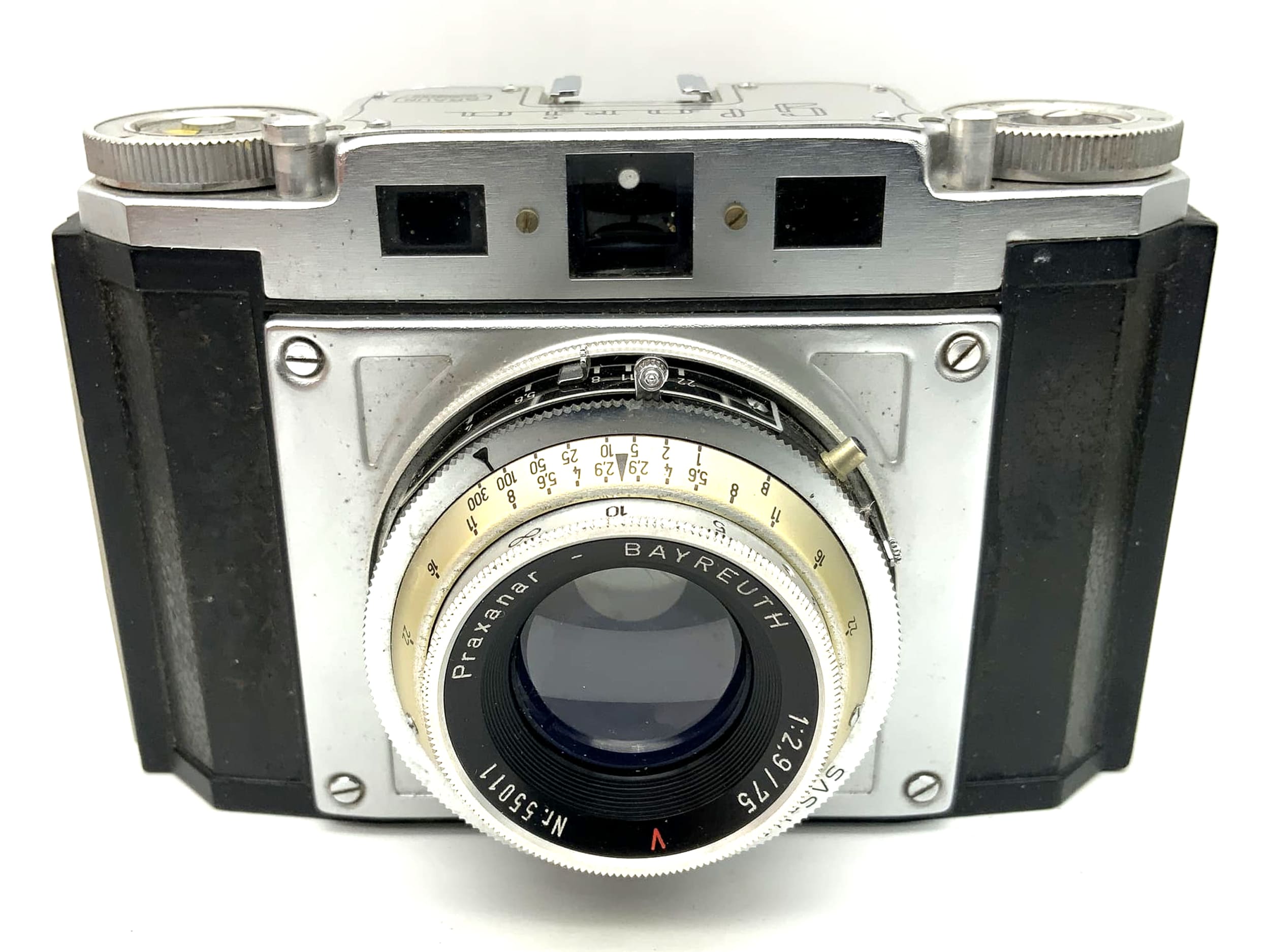 Braun Gloria rangefinder camera with Praxanar 1:2.9/75 red V Prontor-SVS analogue camera
