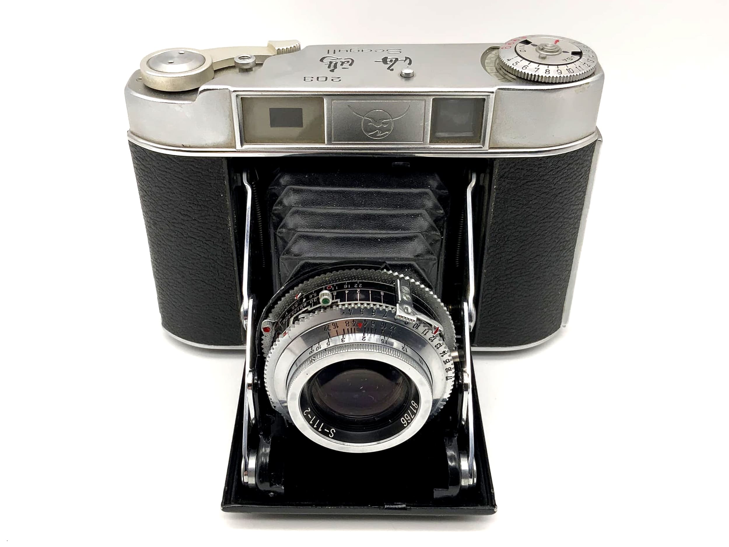 Appareil photo pliable Seagull 203 avec objectif S-111-2 3,5/75 défectueux