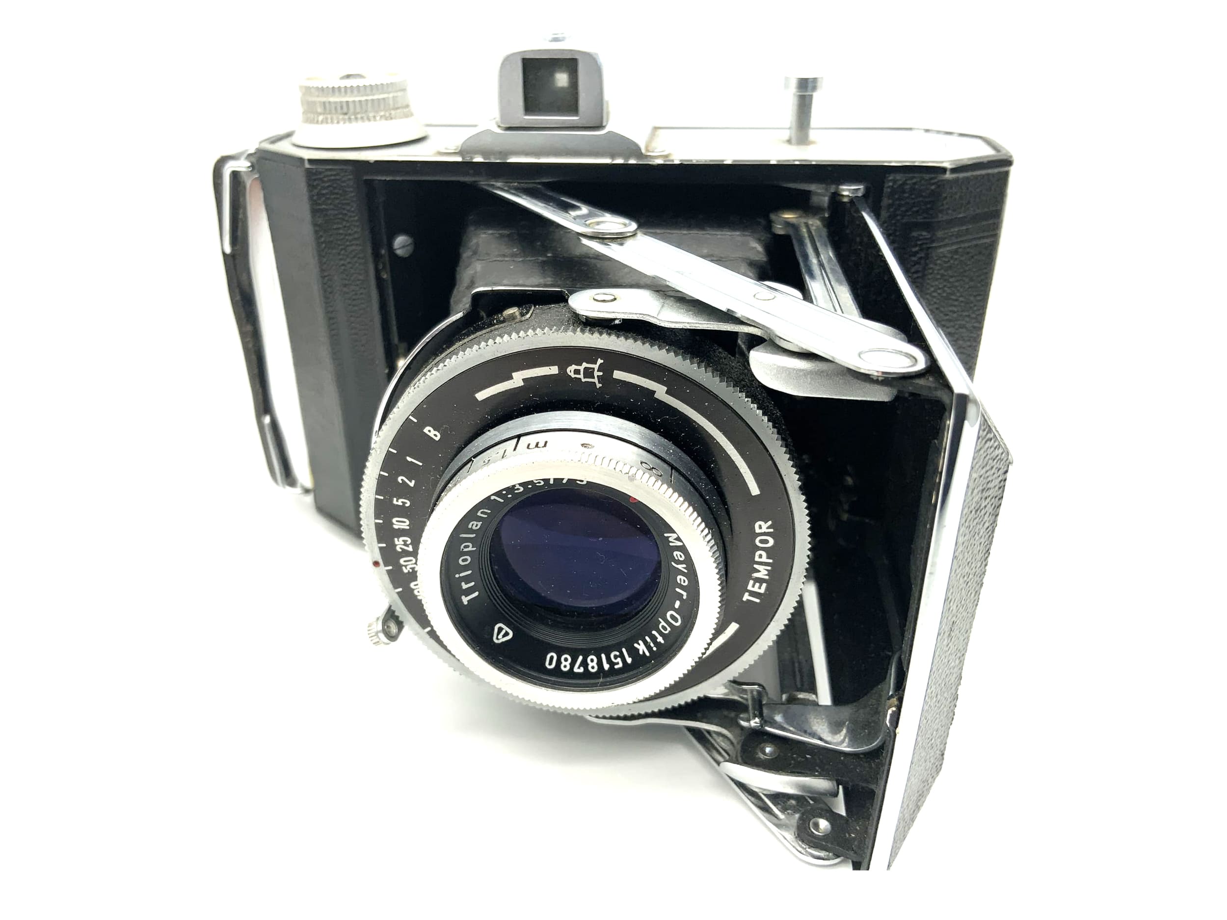 Rheinmetall Weltax folding camera with Meyer Optik Trioplan 1:3.5 75mm red V Temporary