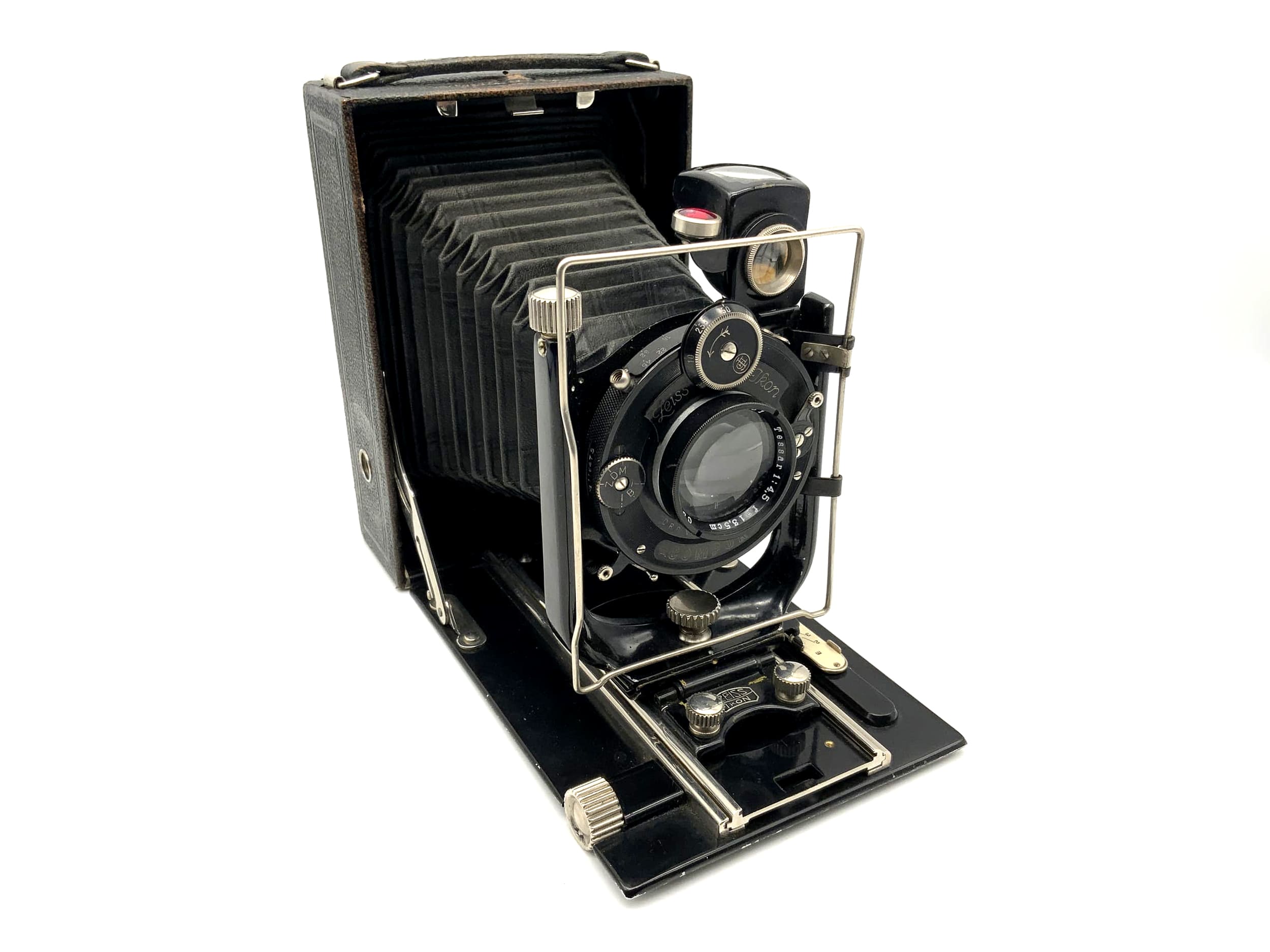 Appareil photo à plaque Zeiss Ikon avec Carl Zeiss Tessar 1:4,5 F=13,5cm 9x12 Donata 227/3