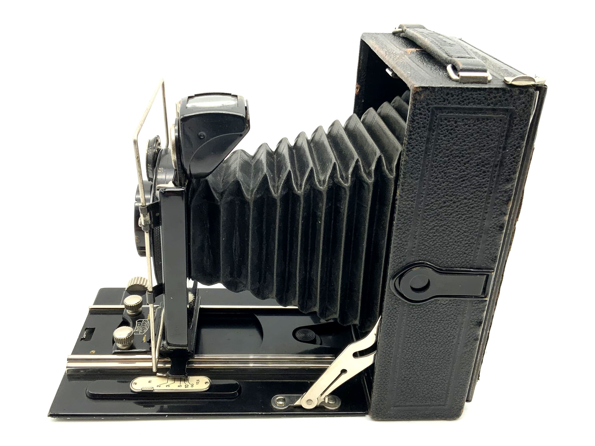 Appareil photo à plaque Zeiss Ikon avec Carl Zeiss Tessar 1:4,5 F=13,5cm 9x12 Donata 227/3