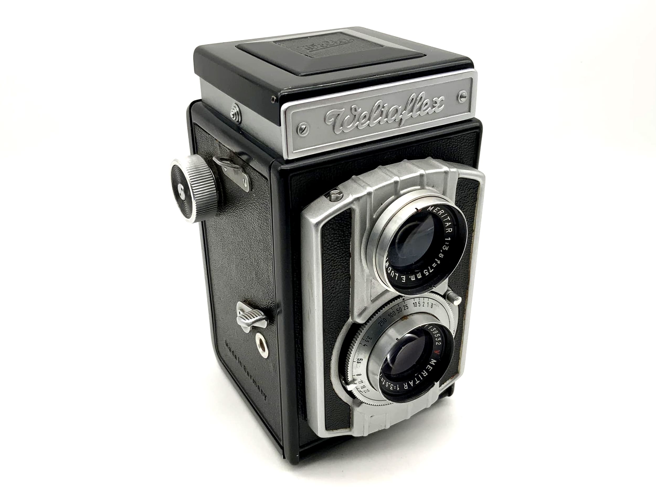 Welta Weltaflex TLR avec double objectif E.Ludwig Meritar 1:3,5 / 75 mm rouge V Vebur