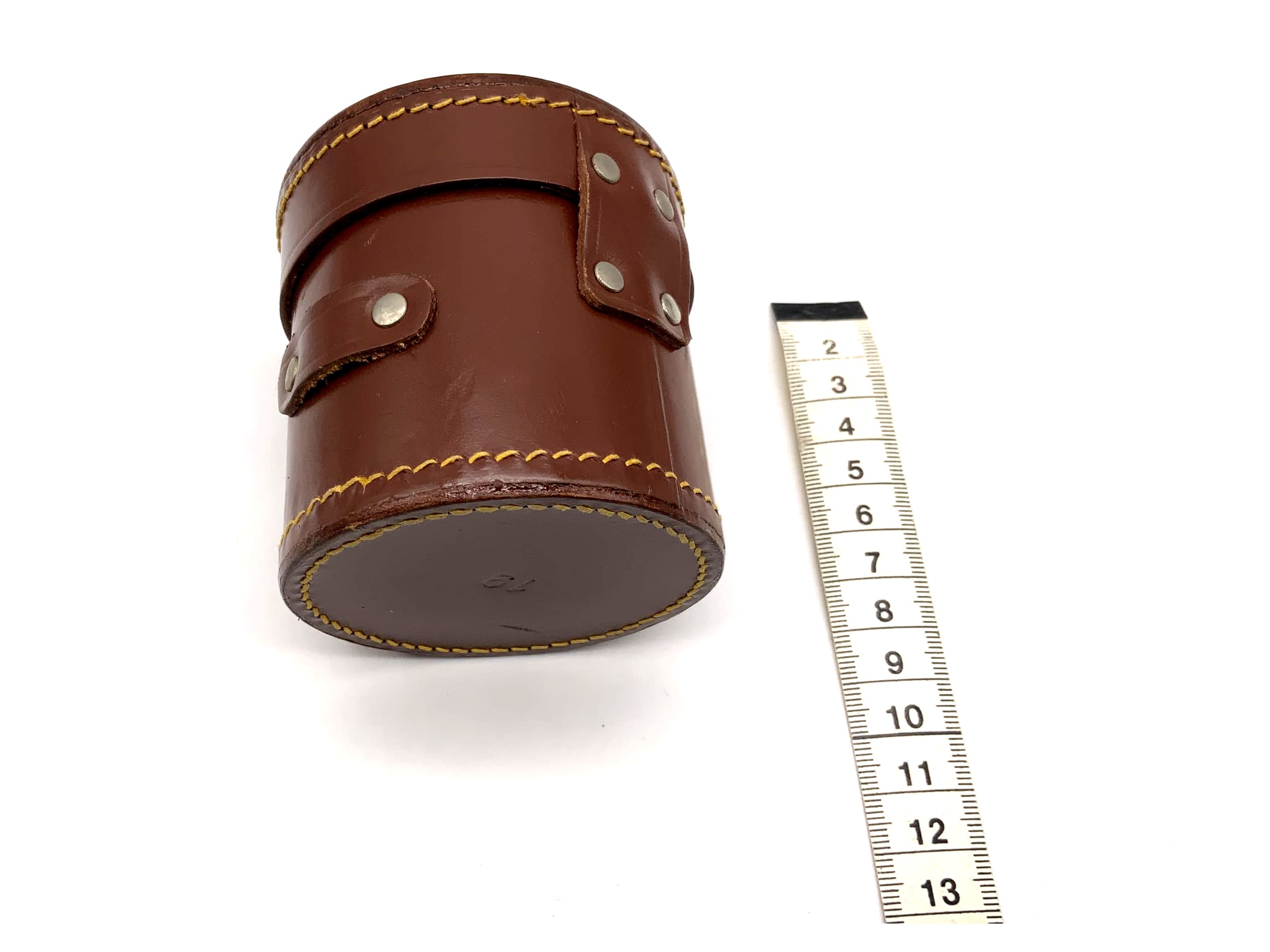 Étui à lentilles en cuir marron carquois environ 8 x 7 cm (19 pouces) étui rigide universel pour lentilles