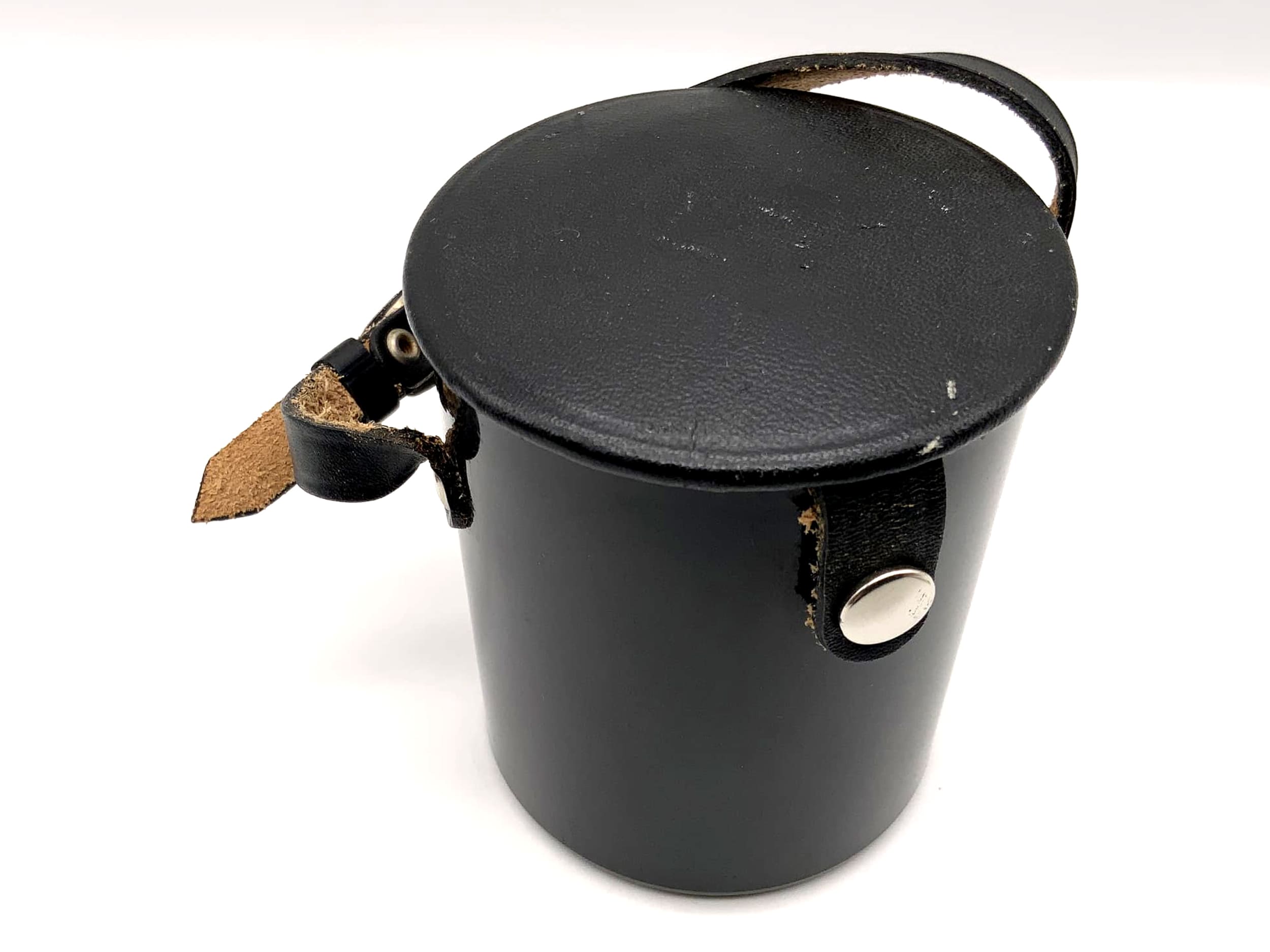 Étui rigide universel en cuir noir pour objectif, environ 9 x 7 cm