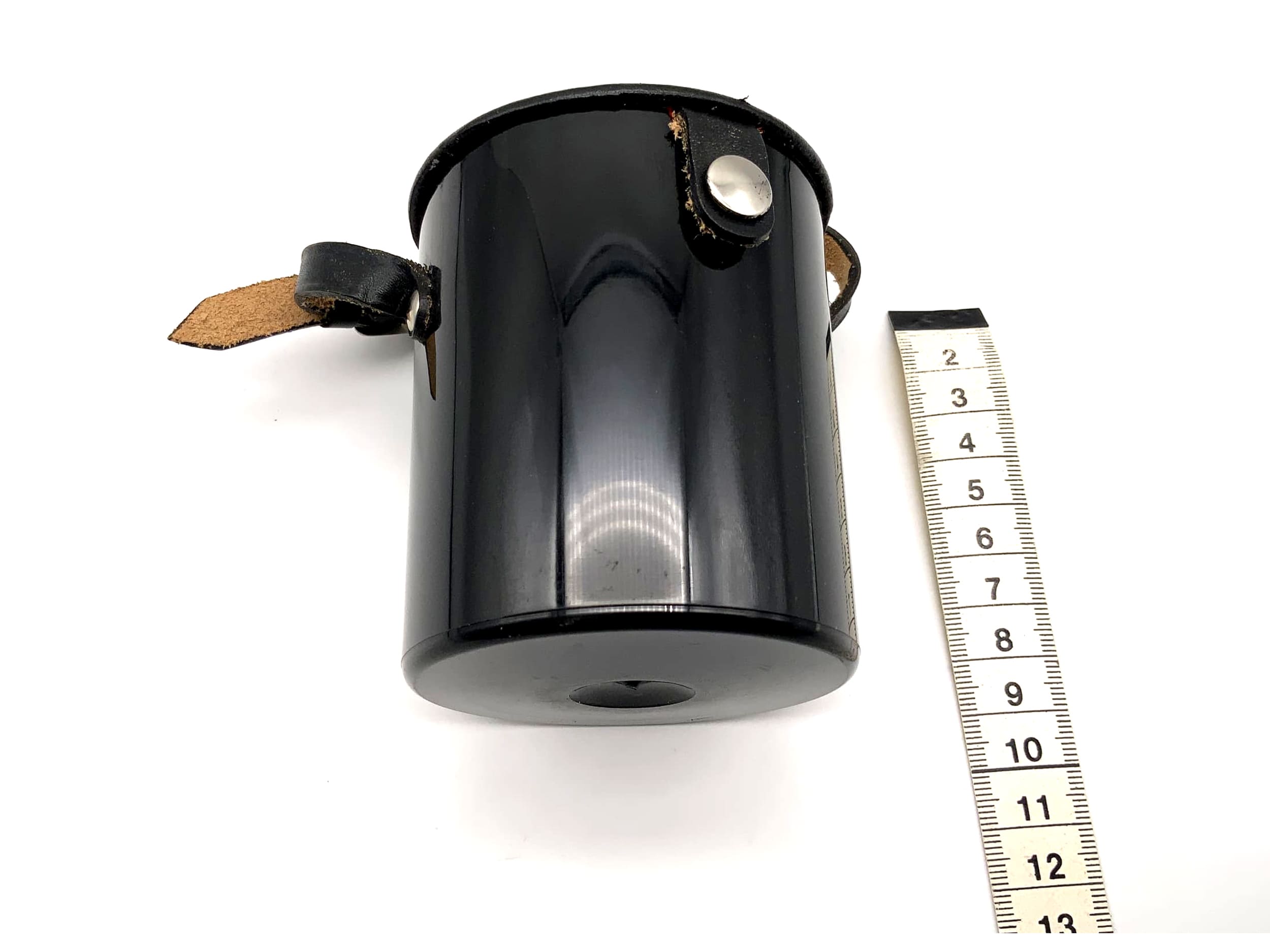 Étui rigide universel en cuir noir pour objectif, environ 9 x 7 cm