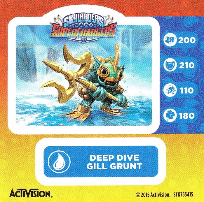 Skylanders Superchargers Deep Dive Gill Grunt Aufkleber