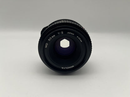 Minolta MD 50mm 1:2 Objektiv manuell analog Lens