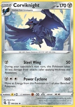 Corviknight⁣ - Fusion Strike⁣ (Rare)⁣ [190]