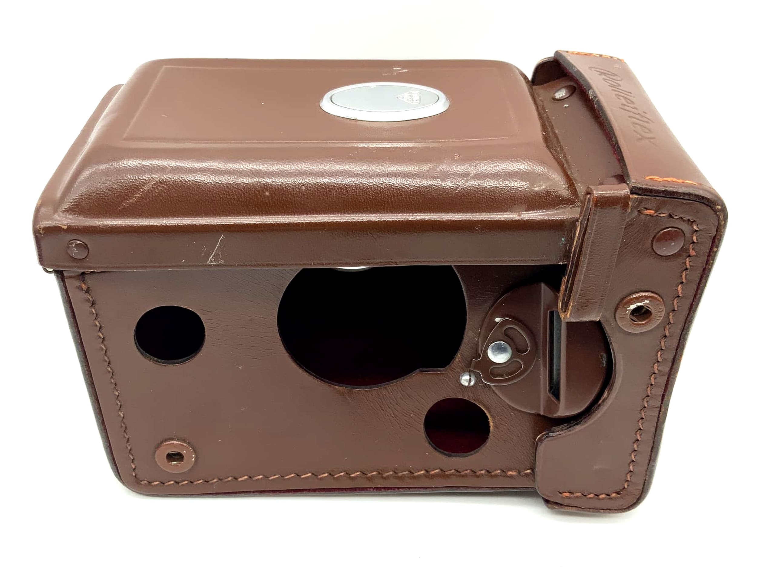 Sac photo Rollei T Bag en cuir marron pour étui reflex à double objectif TLR