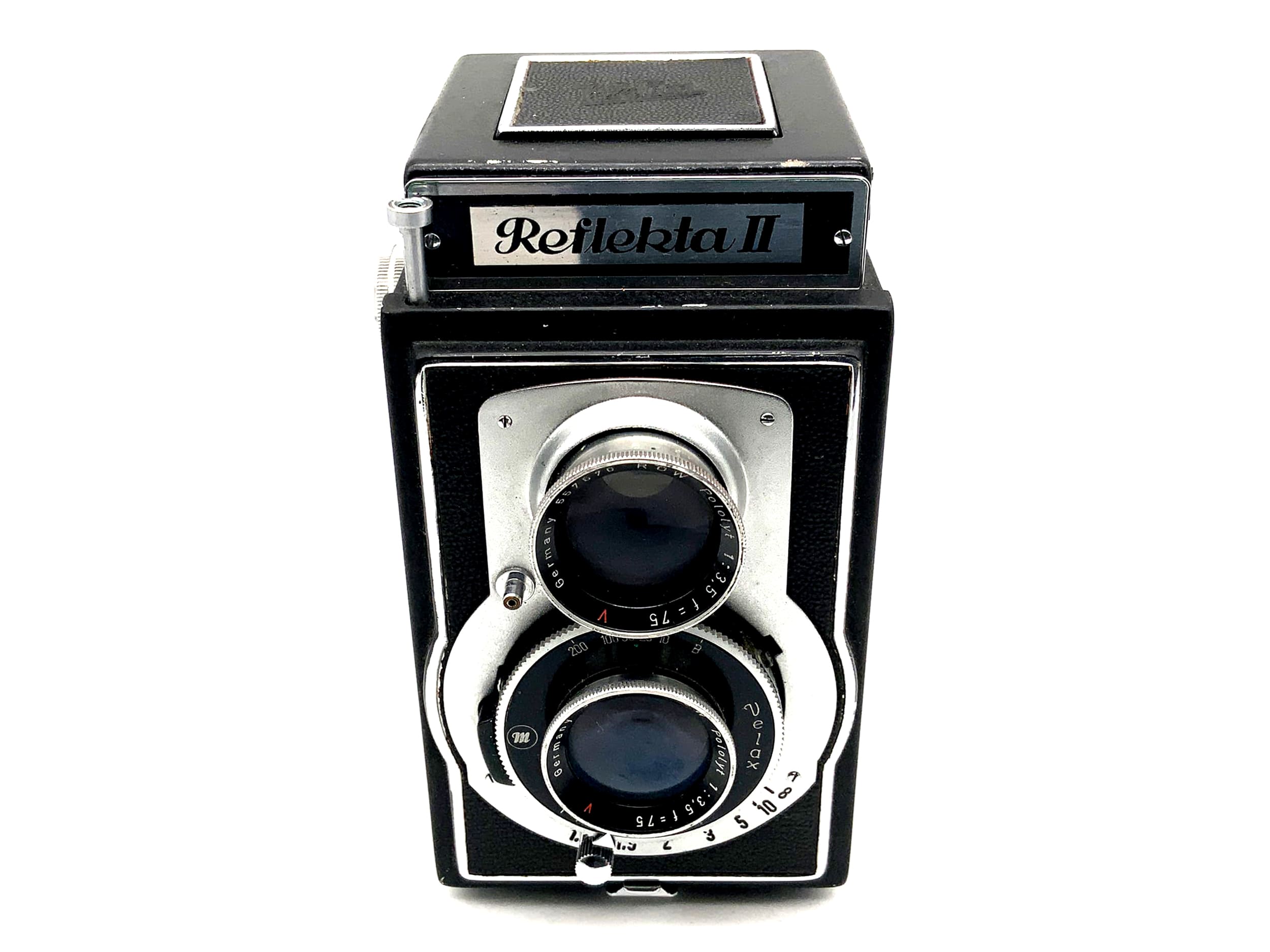 Appareil photo Welta Reflexiona II TLR avec ROW Pololyt 1:3,5 f = 75 rouge V Velax à deux objectifs