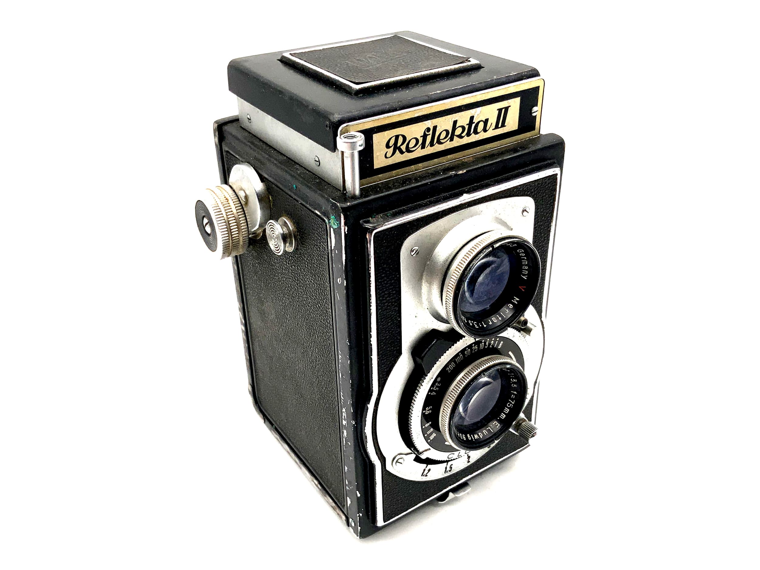 Welta Reflexiona II TLR avec E.Ludwig Meritar rouge V 1:3,5 f = 75 mm Cludor à deux objectifs