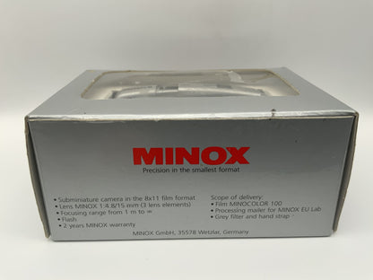 Minox MX mit Minox 1:4.8 f=15mm 60209 mit OVP und Blitz Miniaturkamera Spy Cam