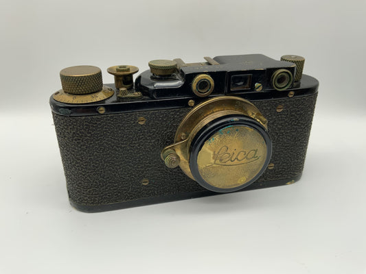 Leica IIIa mit Elmar 50mm USSR Nachbau Sucherkamera schwarz gold wie Leica 3a