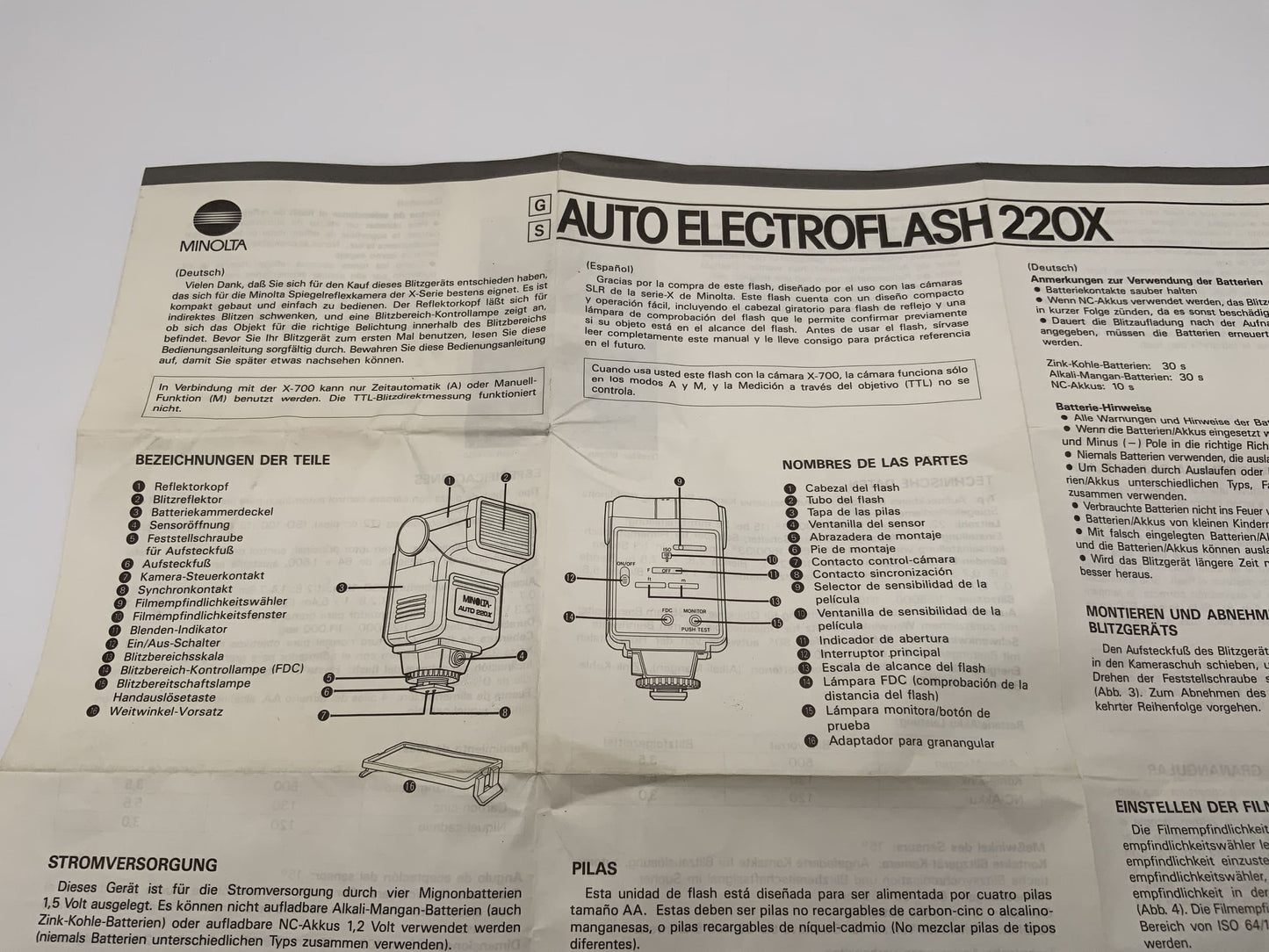 Minolta Auto Electroflash 220x  Bedienungsanleitung Deutsch Gebrauchsanweisung