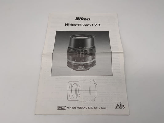 Nikon Nikkor 135mm f/2.8 Bedienungsanleitung Deutsch Gebrauchsanweisung Manual