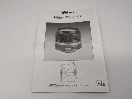 Nikon Nikkor 35mm f/2 Bedienungsanleitung Deutsch Gebrauchsanweisung Manual