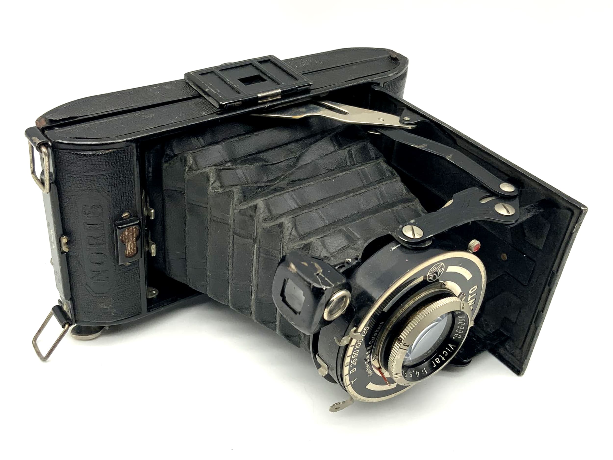 Appareil photo pliable Noris avec Victar 1:4,5 F=10,5cm Ludwig Dresden Pronto