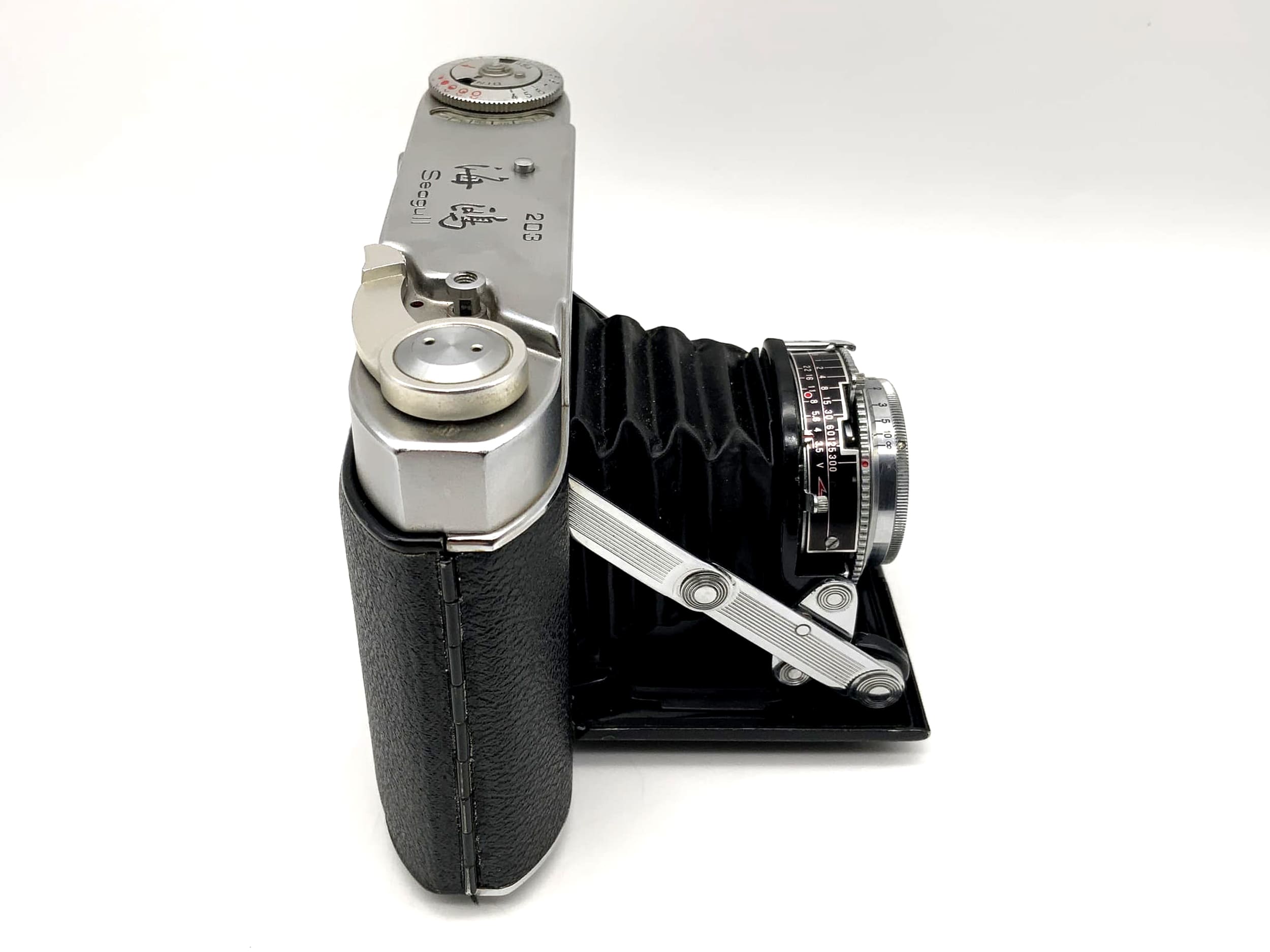 Appareil photo pliable Seagull 203 avec objectif S-111-2 3,5/75 défectueux