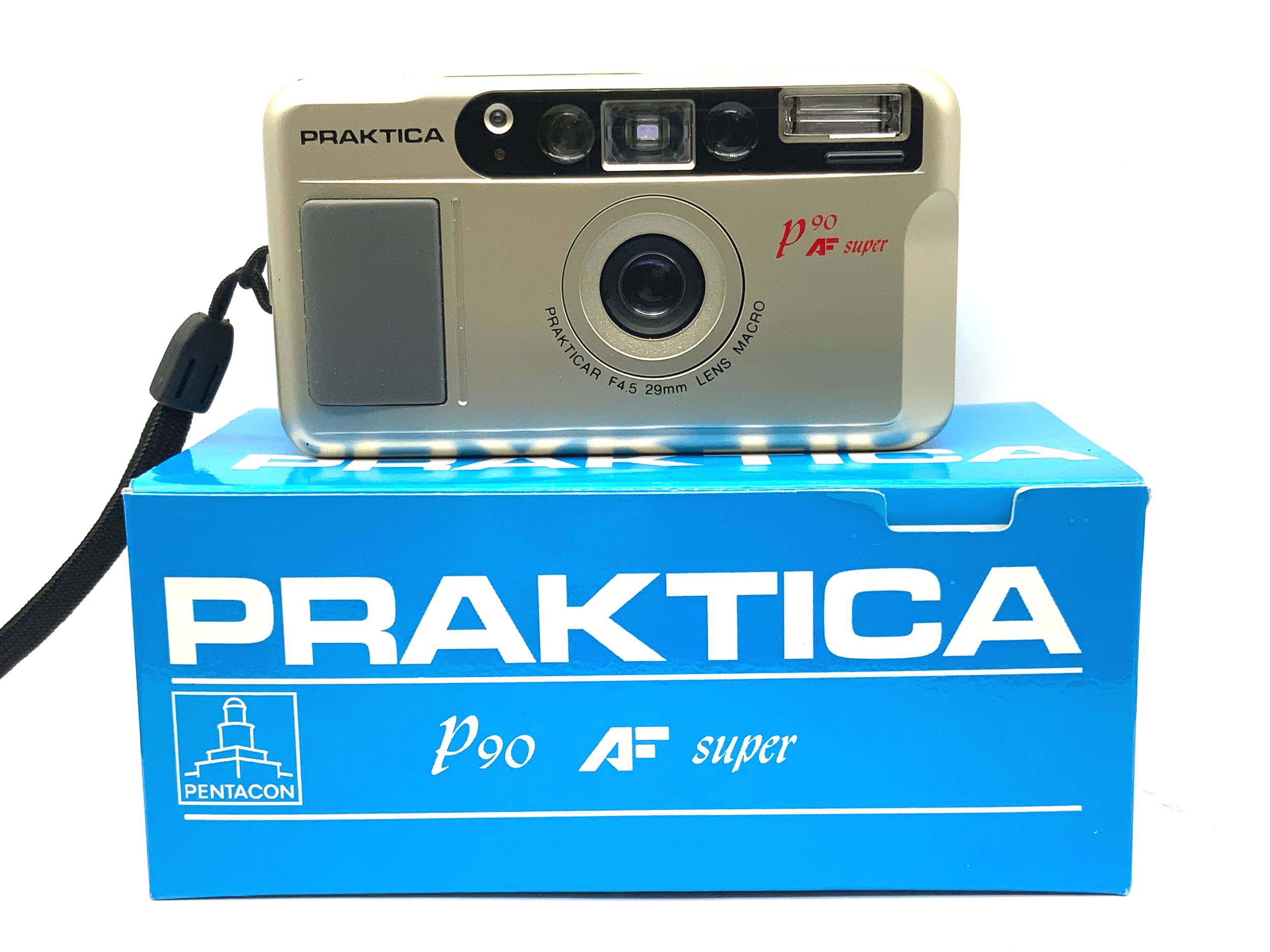 Appareil photo analogique Praktica P90 AF Super Point&amp;Shoot avec objectif macro F4.5 29 mm dans son emballage d'origine