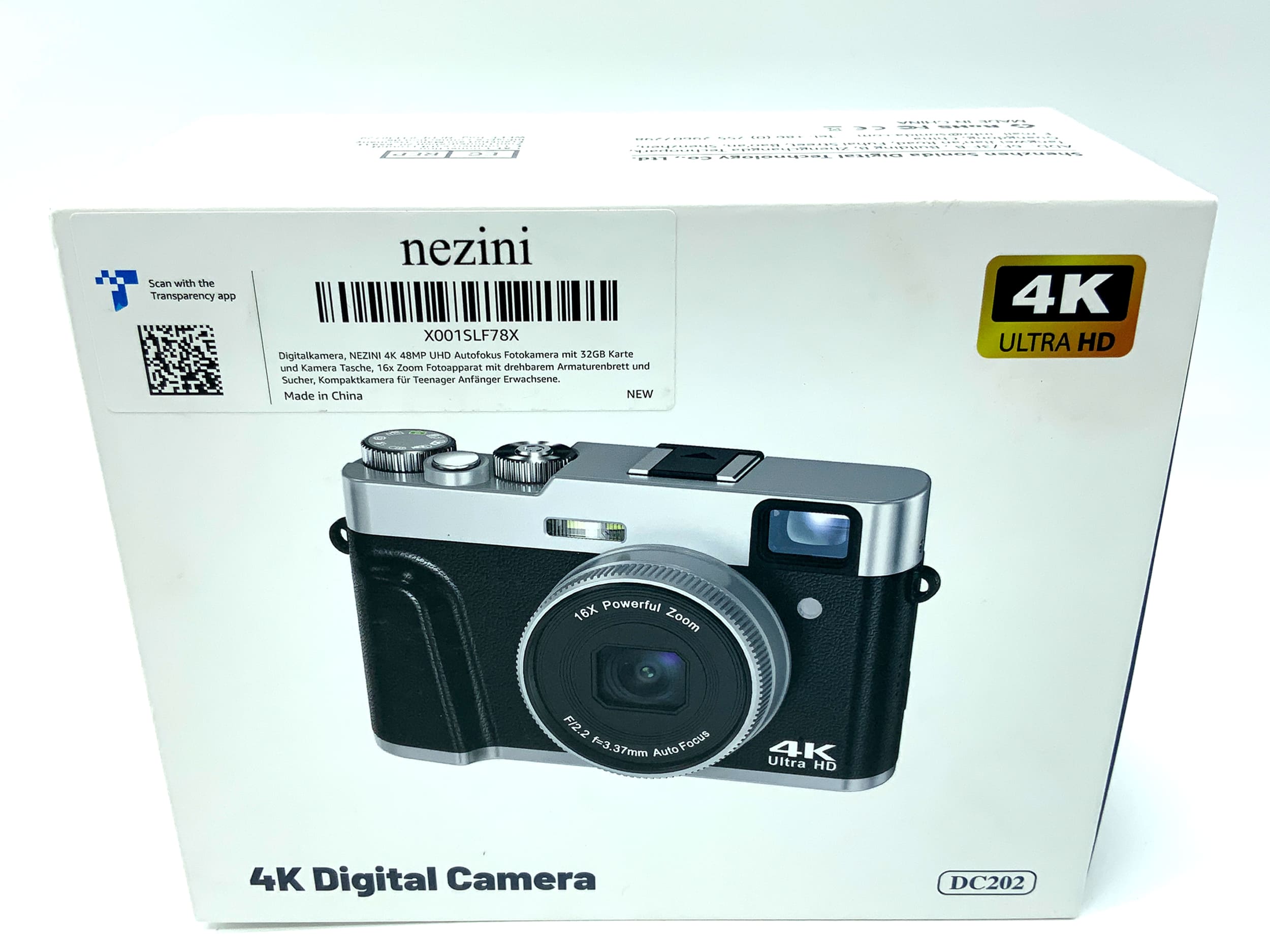 Nezini 4K Digital Camera DC202 Digitale Kompaktkamera mit 3.37mm 1:2.2