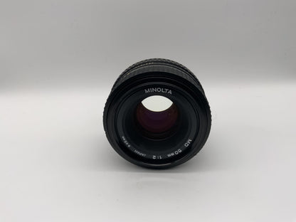 Minolta 50mm 1:2 Objektiv   Kamera Lens (Minolta MD) Pilz!