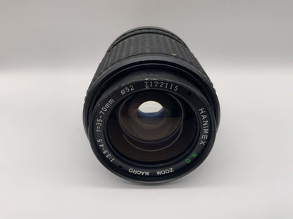 Hanimex 35-70mm 1:3.5-4.5 Objektiv M.C Zoom Macro Kamera Camera Lens (Canon FD)