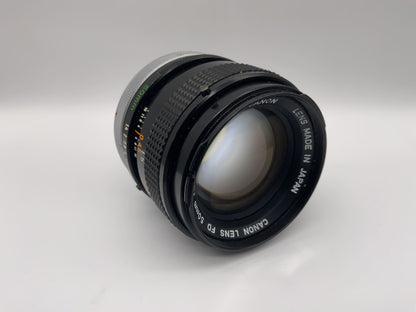 Canon 50mm 1:1.4 Objektiv Lens FD S.S.C. Camera Lens (Canon FD) Text lesen