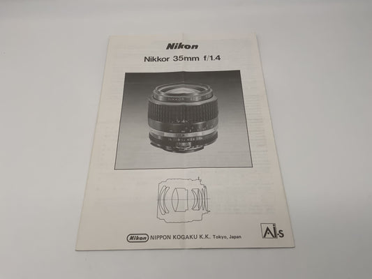 Nikon Nikkor 35mm f/1.4 Ai S Bedienungsanleitung Deutsch