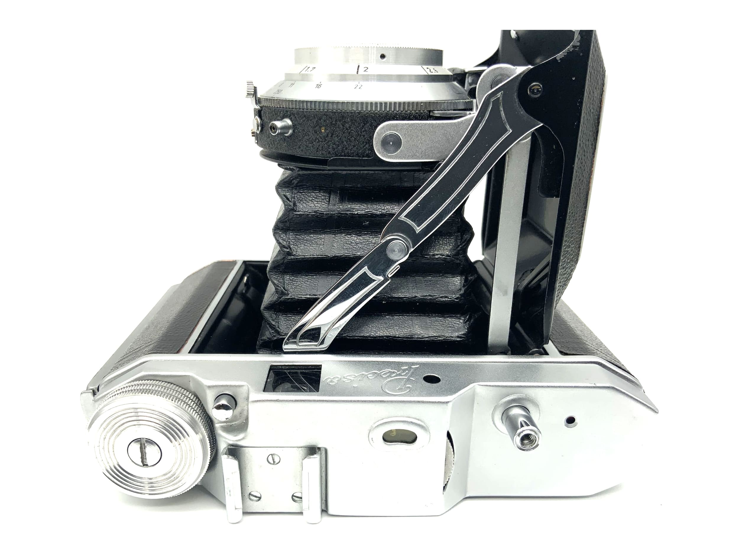 Appareil photo pliant Beier Precisa avec objectif Meyer Optik Trioplan 1:3,5 75 mm rouge V 6x6, 4,5x6