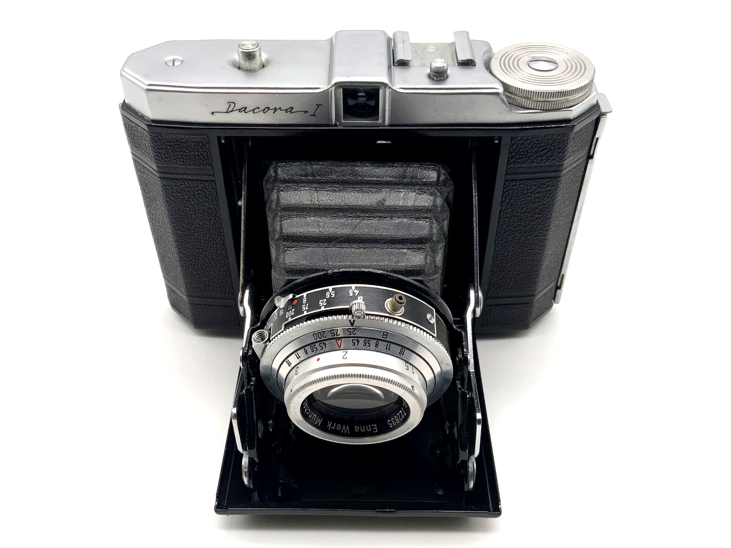 Appareil photo pliable Dacora I avec objectif Ennar 1:4,5 7,5 cm rouge C 1 Vario