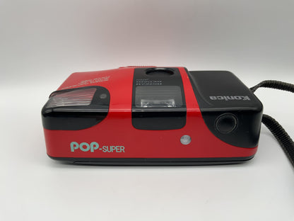 Konica Pop-Super Point&Shoot rot Auto Flash Focus Free Analogkamera 35mm