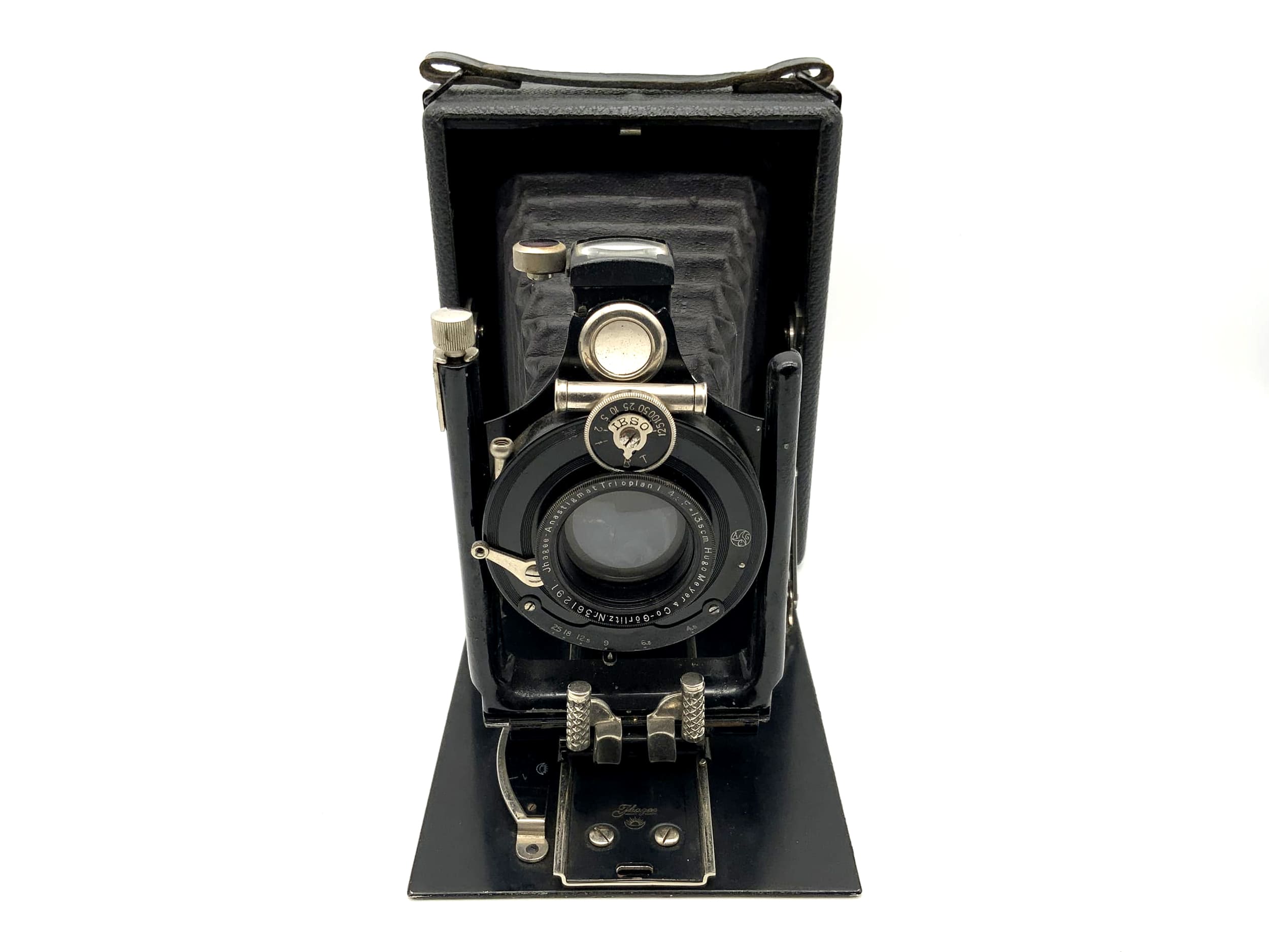 Caméra à plaque Ihagee avec Meyer Görlitz Anastigmat Trioplan 1:4,5 F=13,5cm 9x12