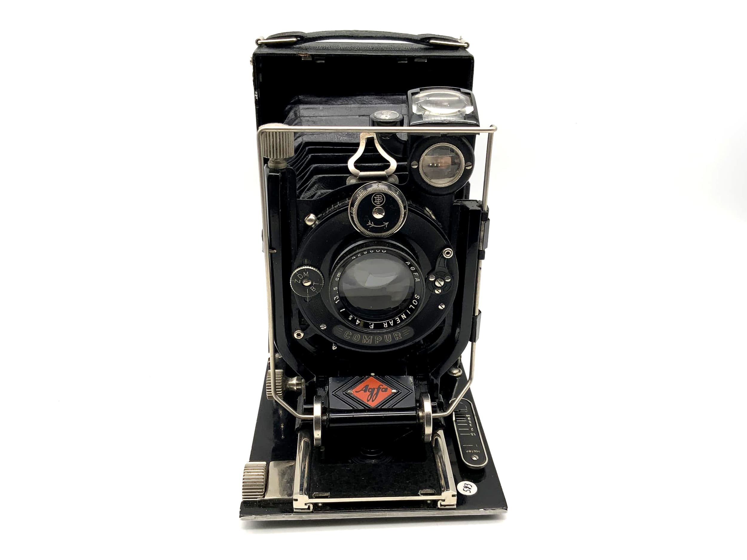 Appareil photo à plaque Agfa avec objectif Solinear F: 4,5 / 13,5 cm 9x12 Isolar Compur