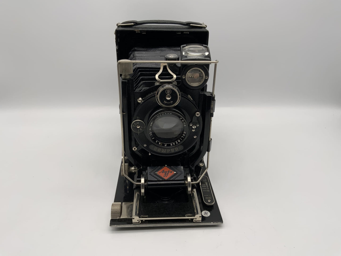 Agfa Plattenkamera mit Solinear F: 4.5 / 13,5cm Objektiv 9x12 Isolar Compur