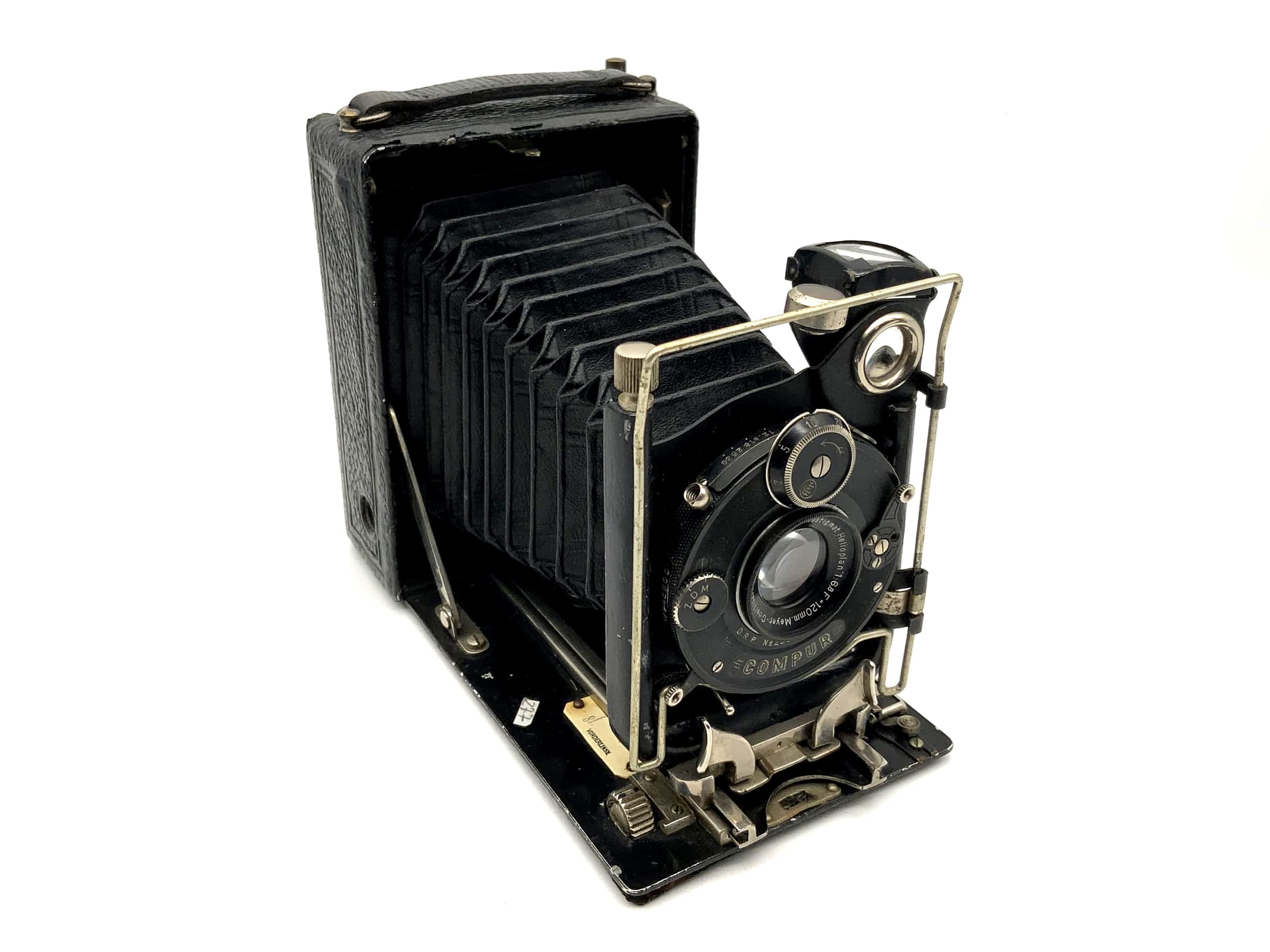 Caméra à plaque Busch avec double anastigmat Meyer Görlitz Heliopan 1:6.8 6x9