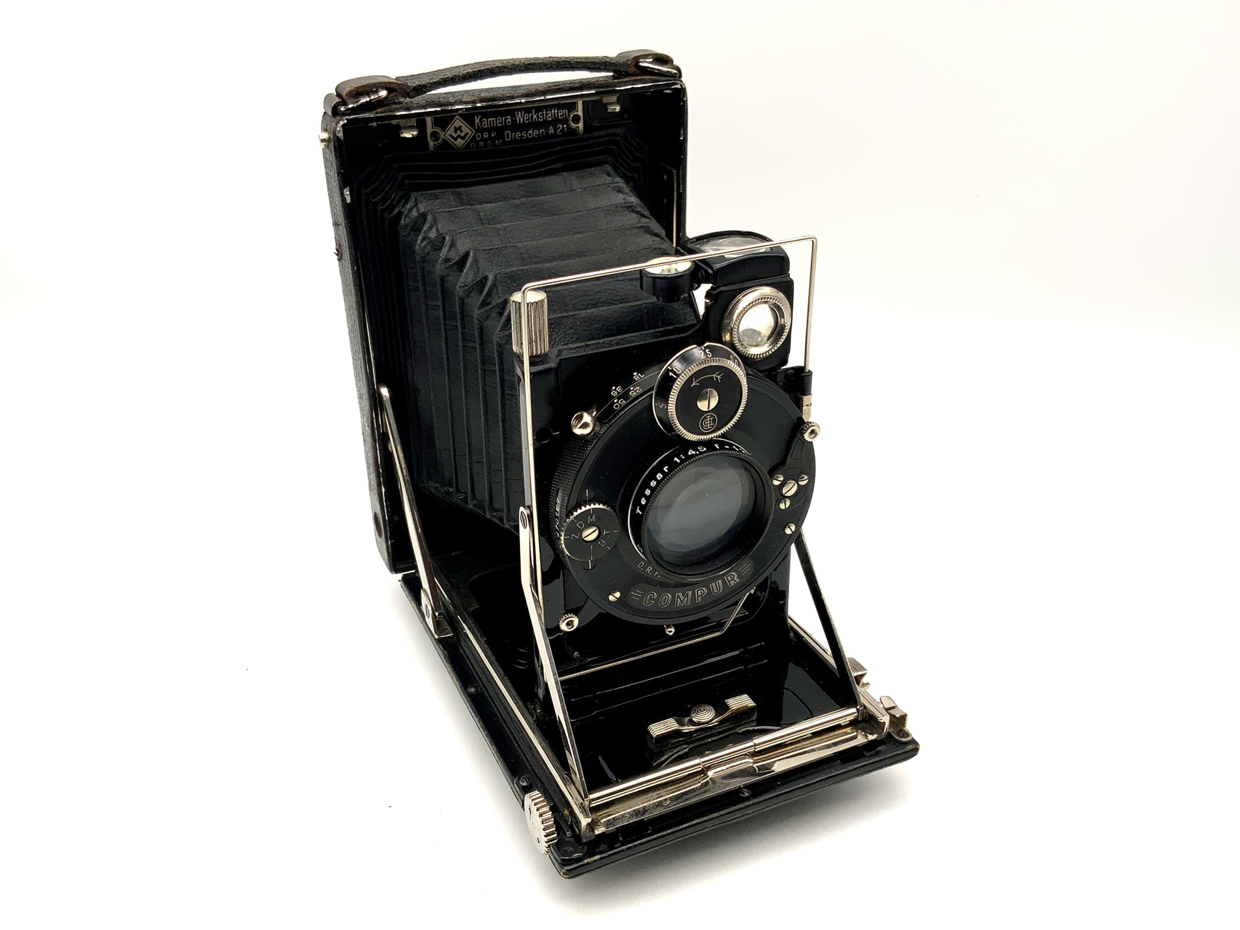 Appareil photo à plaque breveté KW avec Carl Zeiss Tessar 1:4,5 f = 12 cm Compur 0