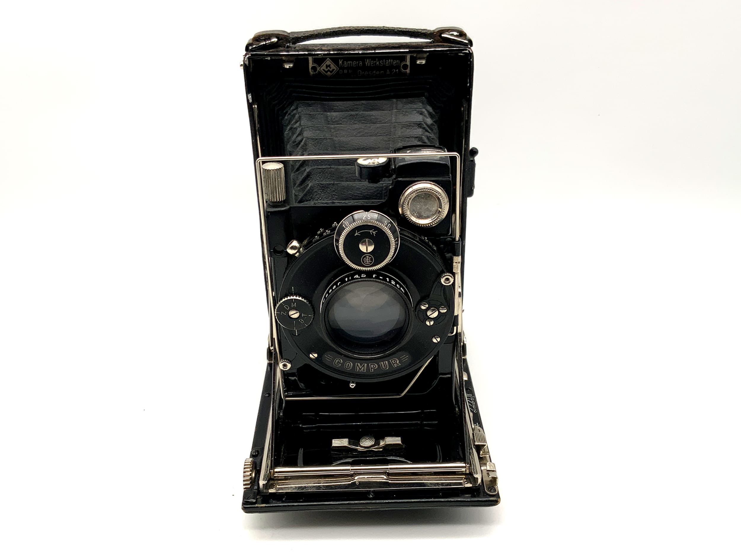 Appareil photo à plaque breveté KW avec Carl Zeiss Tessar 1:4,5 f = 12 cm Compur 0