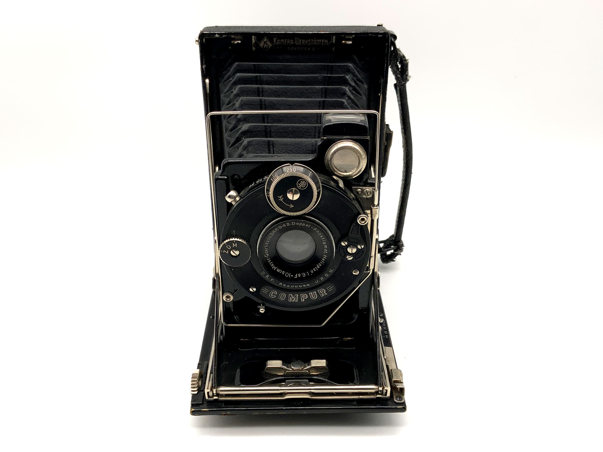 Caméra à plaque brevetée KW Double Anastigmat Helioplan 1:6,8/10,5 cm Compur 0