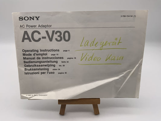 Sony AC-V30 AC Power Adaptor User Manual