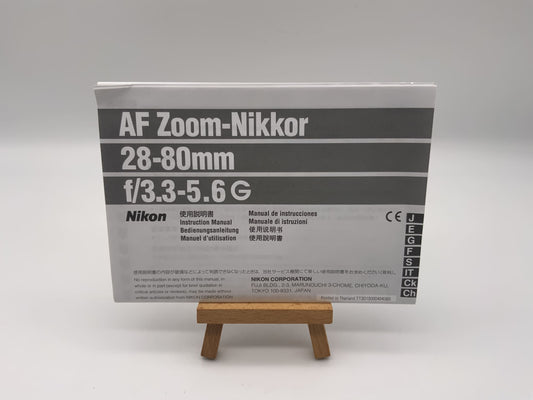 Nikon AF Zoom Nikkor 28-80 mm f/3.3-5.6 G Manuel d'utilisation