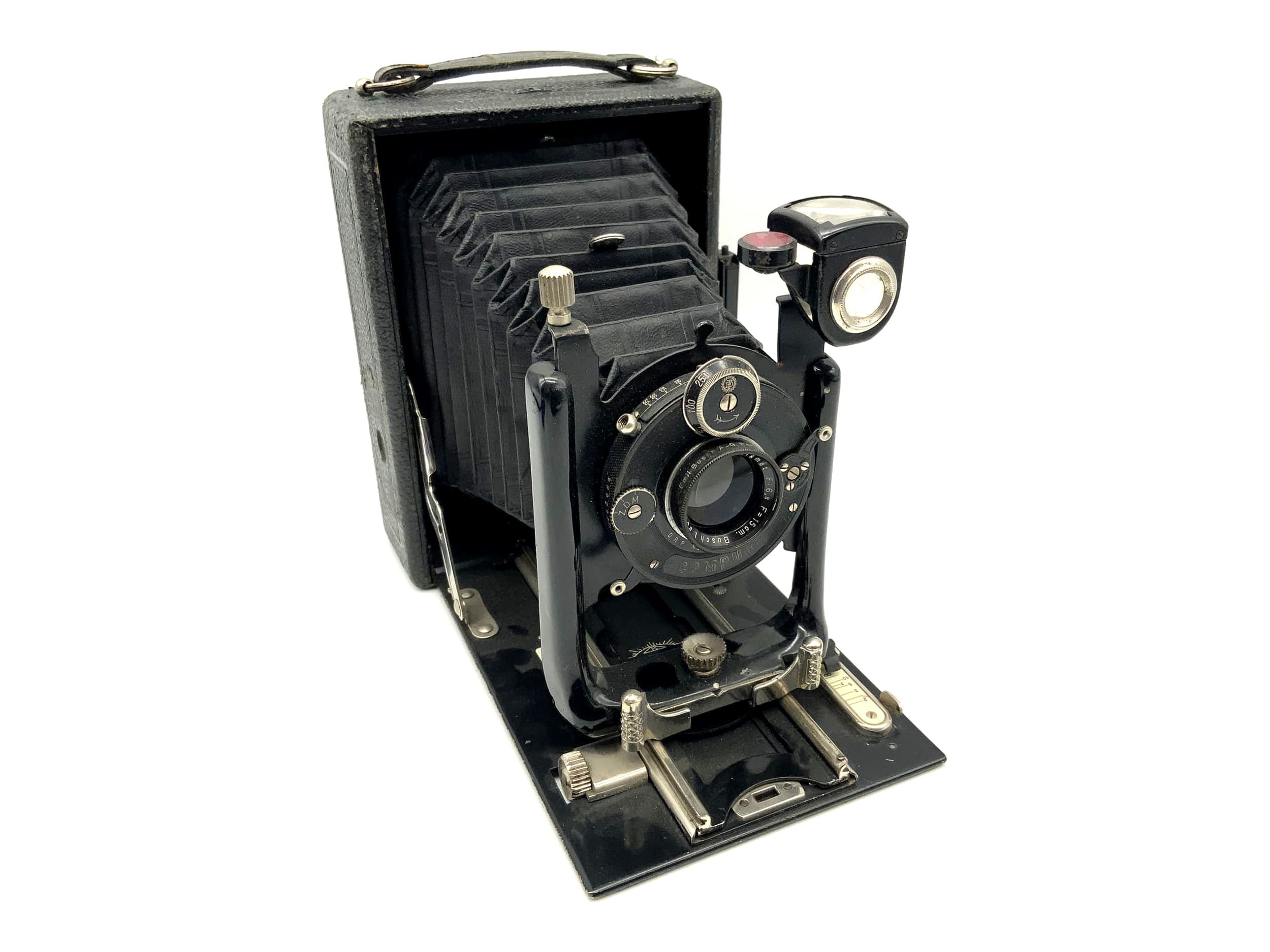 Caméra à plaque Emil Busch avec Leukar Double Anastigmat F6.8 F=15cm Compur