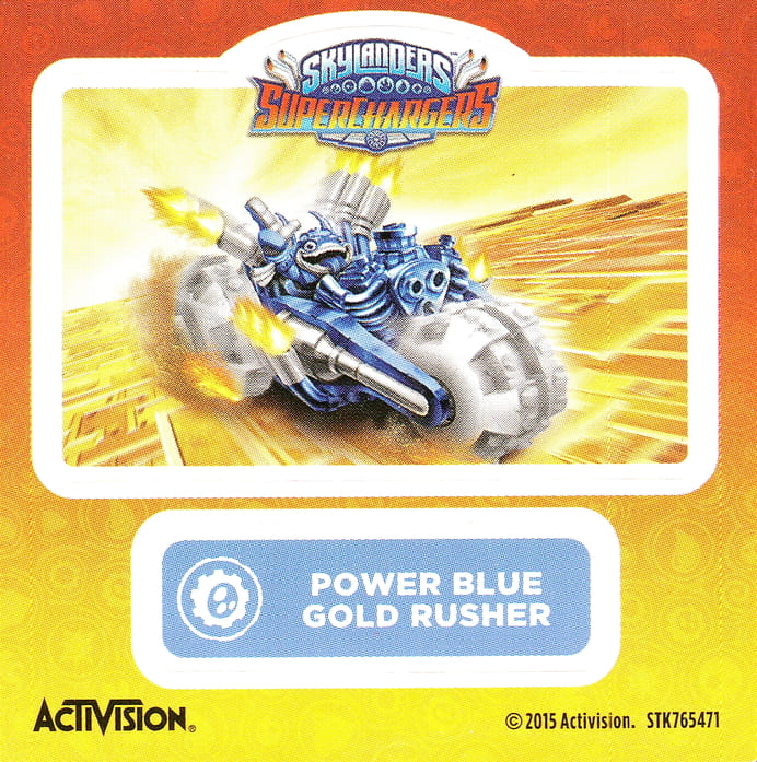 Skylanders Superchargers Power Blue Gold Rusher Aufkleber