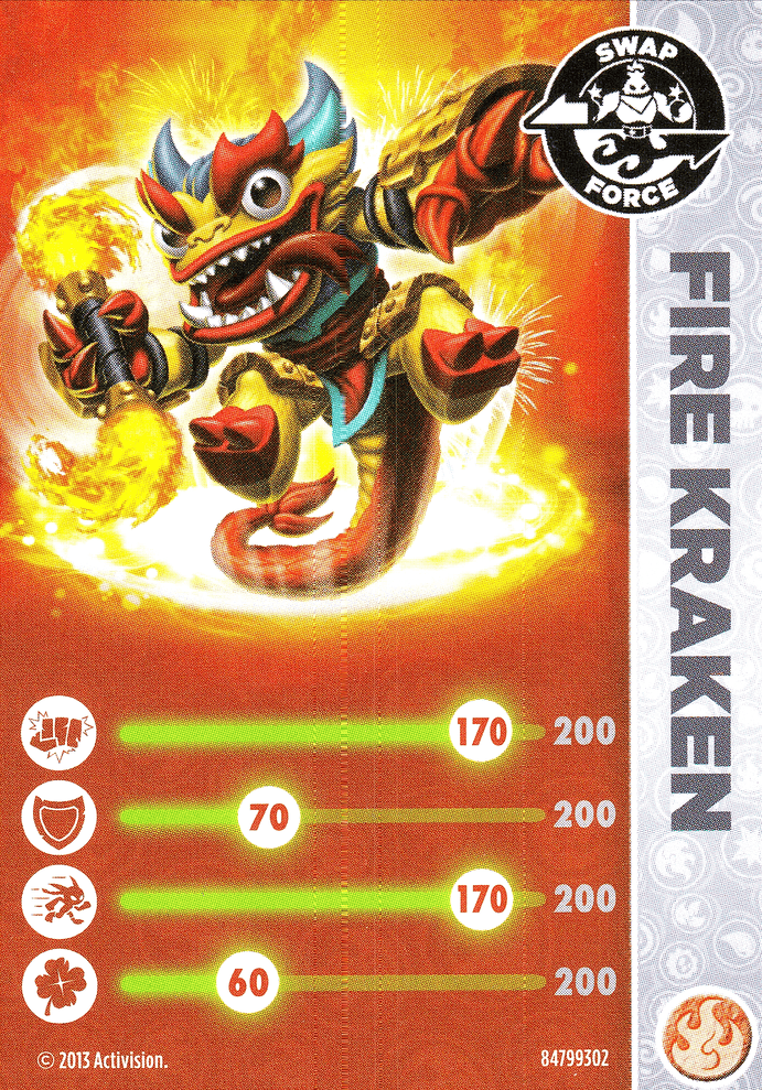 Skylanders Swap Force Fire Kraken Karte